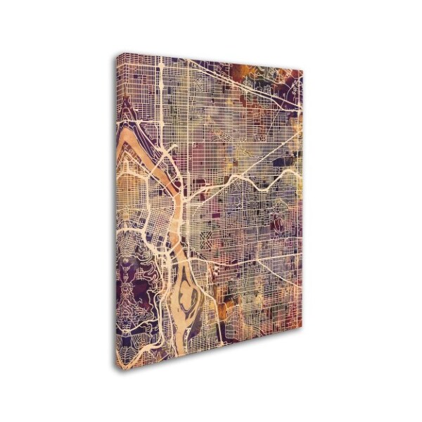 Michael Tompsett 'Portland Oregon Street Map II' Canvas Art,14x19